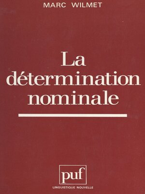 cover image of La détermination nominale